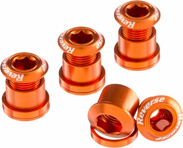 Reverse Kettenblattschrauben 4er Set Aluminium Orange 1 Reverse Kettenblattschrauben 4er Set Aluminium Orange